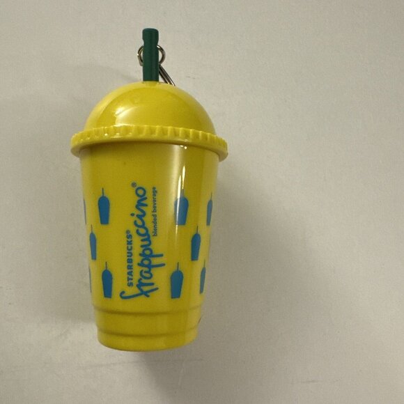 Starbucks Yellow Frappuccino Keychain Cold Cup Tumbler With Green Straw OC27 - Picture 1 of 3